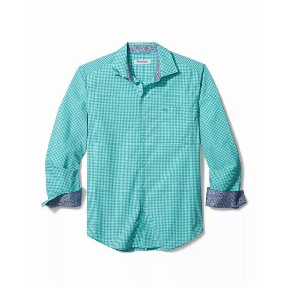 Tommy Bahama Other - Tommy Bahama IslandZone Shirt Large Newport Coast Gingham Grove Aqua Aloha